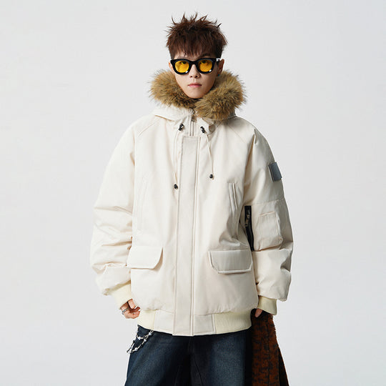 Herren Wattierter Oversize-Parka mit Kunstfellkapuze und Utility-Taschen Shop Nory