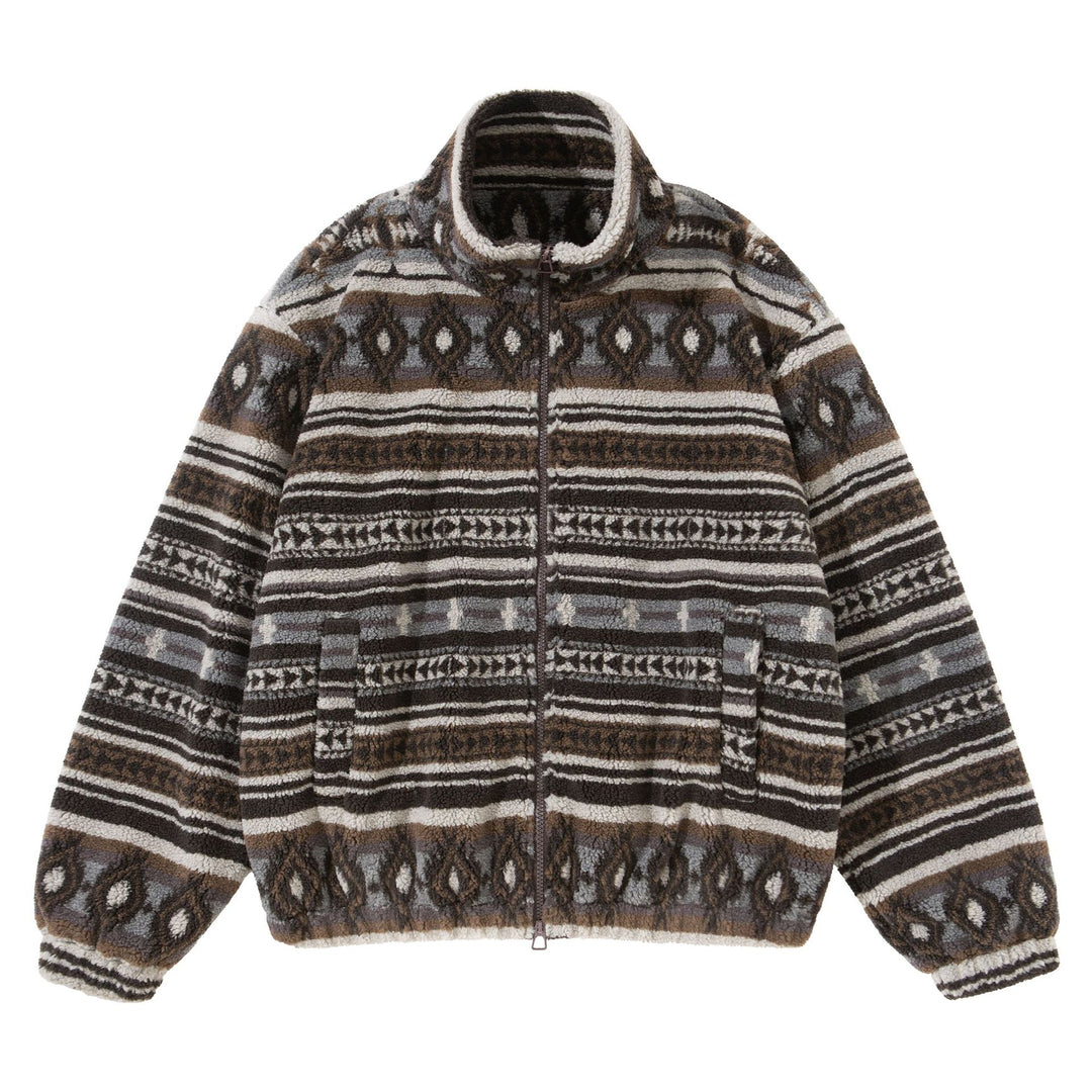 Unisex Kurzblouson aus Teddyfleece mit Ethno‑Muster und Stehkragen Shop Nory