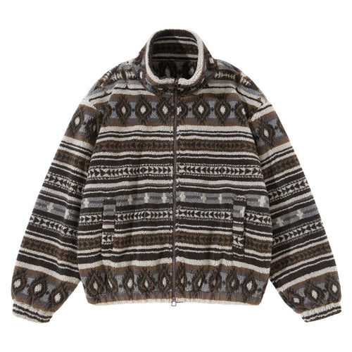 Unisex Kurzblouson aus Teddyfleece mit Ethno‑Muster und Stehkragen Shop Nory