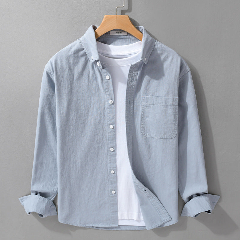 Herren Leichtes Baumwoll-Overshirt im Hemdjacken-Stil mit Brusttasche und Button-Down-Kragen Shop Nory