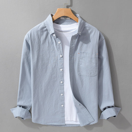 Herren Leichtes Baumwoll-Overshirt im Hemdjacken-Stil mit Brusttasche und Button-Down-Kragen Shop Nory