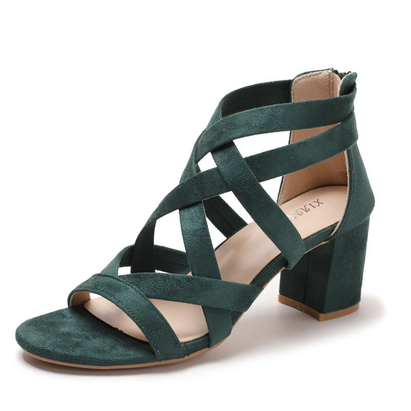 Damen Sandalen mit stylischem Kreuzriemen und komfortablem Blockabsatz