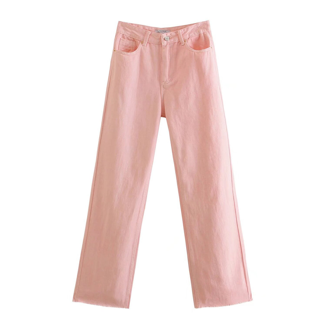 Damen Hochtaillierte weit geschnittene Jeans mit weitem Bein, hoher Taille und rohem Saum Shop Nory