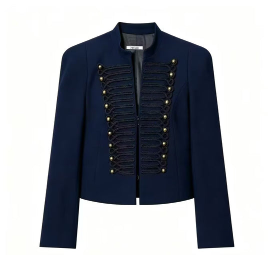 Damen Kurzblazer mit militärischer Froschverzierung und Stehkragen Shop Nory