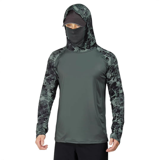 Herren Sportliches Funktionsshirt mit Kapuze und Gesichtsschutz