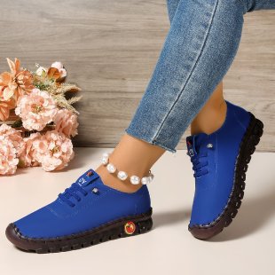 Damen Atmungsaktive und bequeme Freizeitschuhe mit elastischen Schnürsenkeln Shopnory