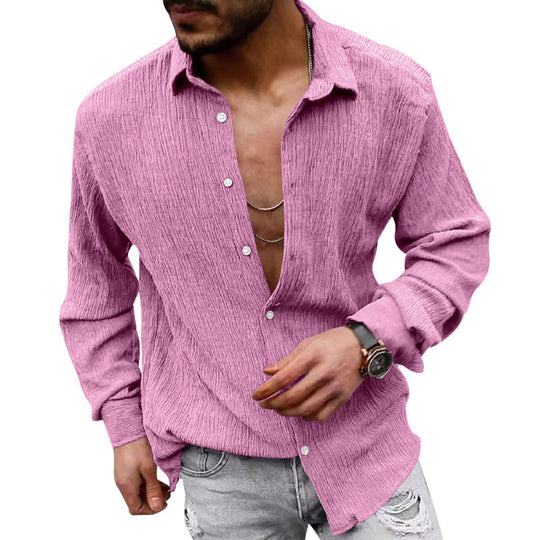 Herren lässiges Langarmhemd mit strukturiertem GewShopnorye und modernem Look