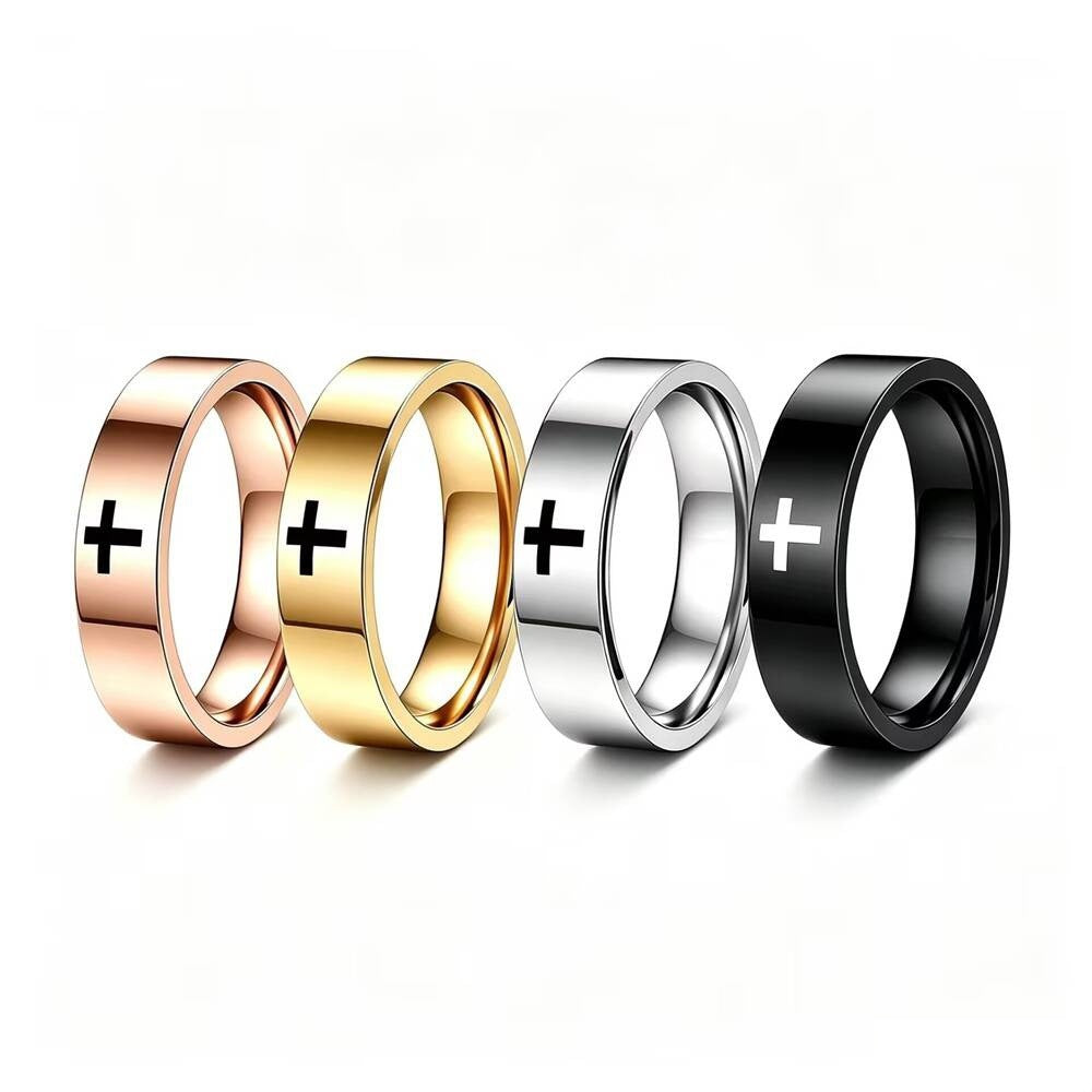 Damen Ring mit modernem minimalistischen Design und stilvollem Kreuzmotiv Shop Nory