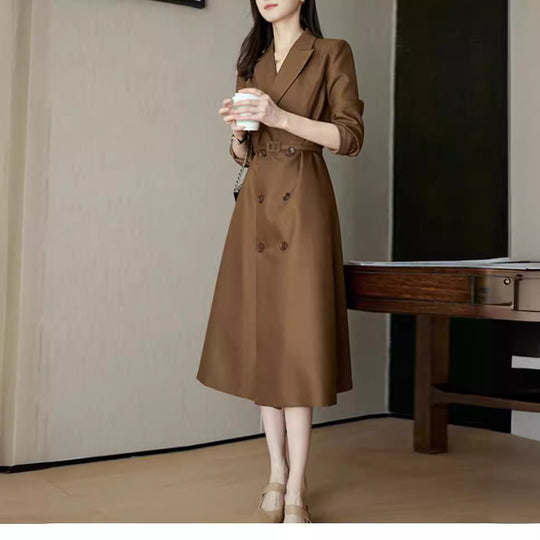 Damen Eleganter Trenchcoat mit doppelter Knopfleiste und Taillengürtel Shop Nory