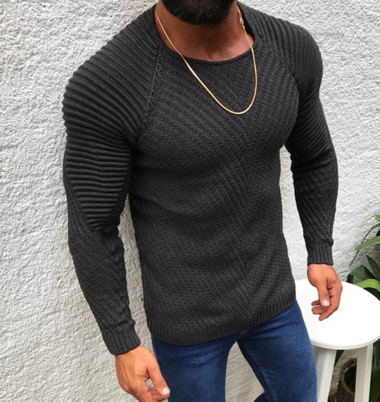 Herren strukturierter Slim-Fit Raglanpullover aus feinem Rippen- und Waffelstrick Shop Nory