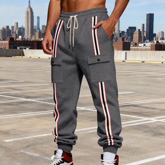 Herren Cargo-Jogginghose mit markanten Seitenstreifen, Tunnelzug & Klappentaschen Shop Nory