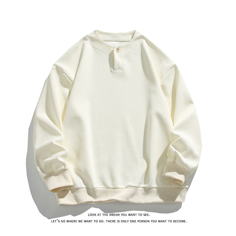 Unisex Oversize-Henley-Sweatshirt mit Druckknopf am Kragen Shop Nory