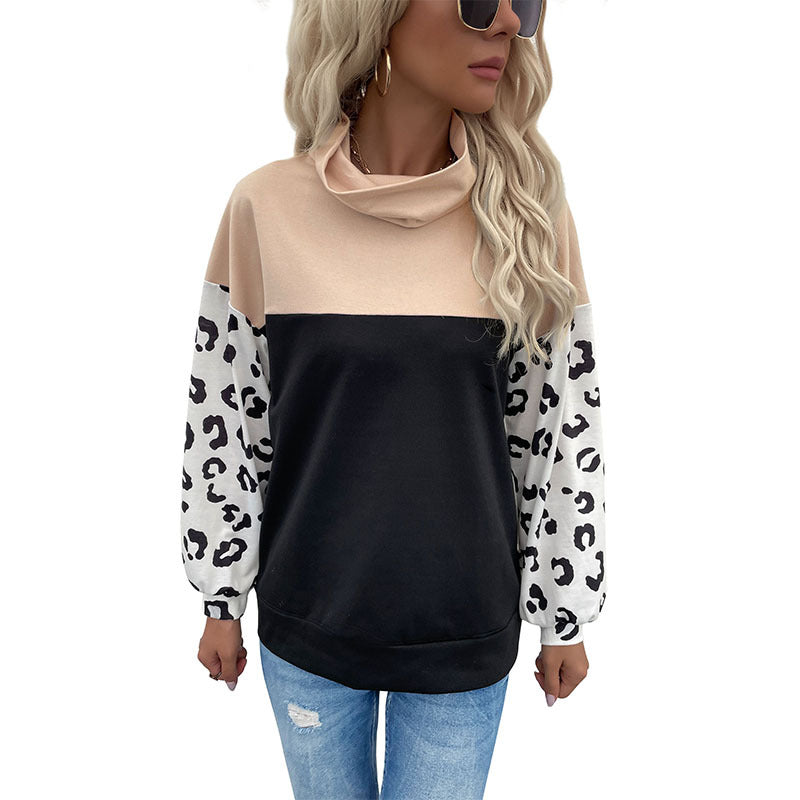 Damen Oversize-Pullover mit Schalkragen, Colourblock und Ballonärmeln Shop Nory