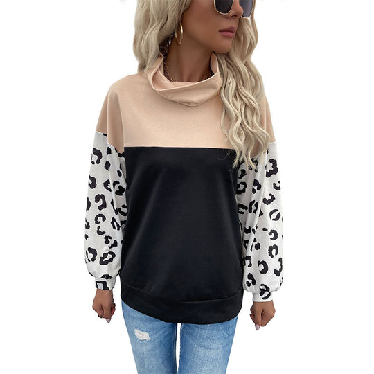 Damen Oversize-Pullover mit Schalkragen, Colourblock und Ballonärmeln Shop Nory