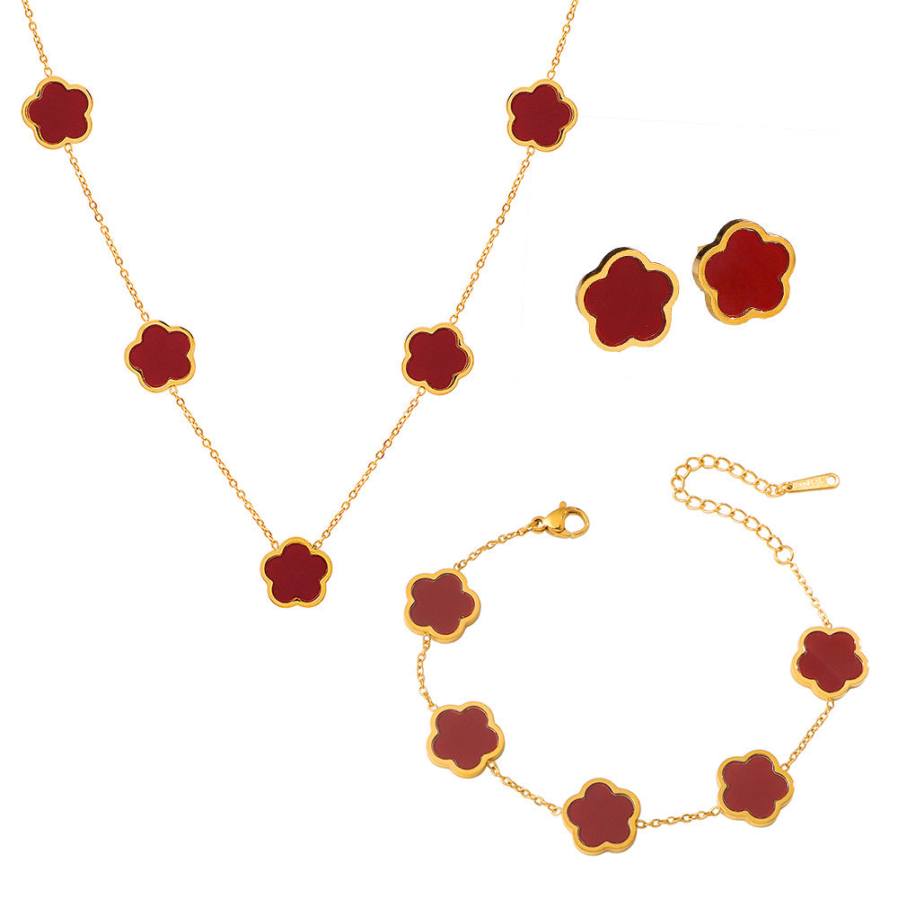 Damen elegante Kette mit blütenförmigen Anhängern Shop Nory