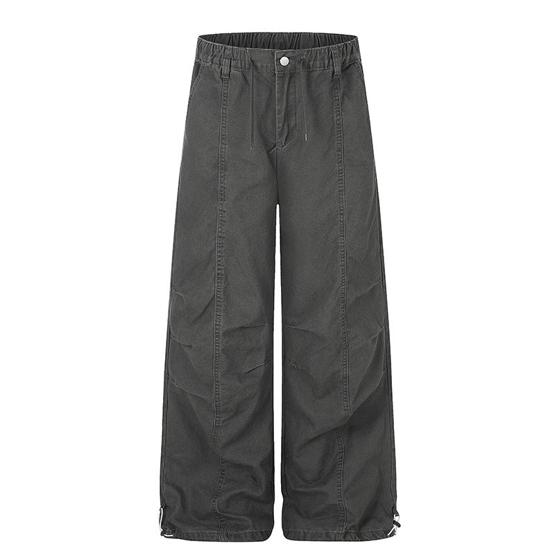 Damen Weite Canvas-Cargo-Palazzo-Hose mit elastischem Komfortbund und verstellbarem Saum Shop Nory