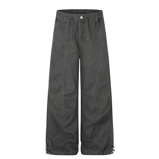 Damen Weite Canvas-Cargo-Palazzo-Hose mit elastischem Komfortbund und verstellbarem Saum Shop Nory