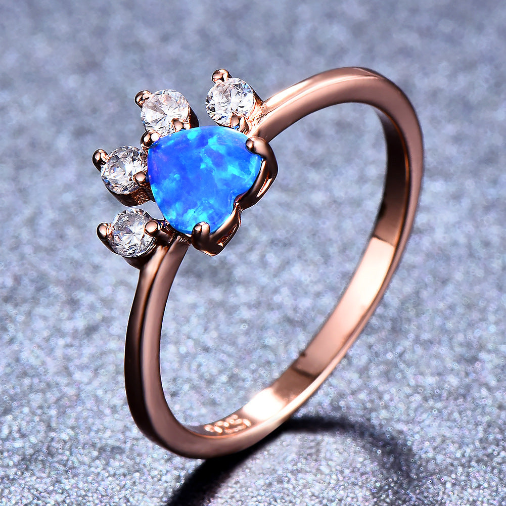 Damen Ring mit funkelndem orangefarbenem Stein und floralem Design Shop Nory