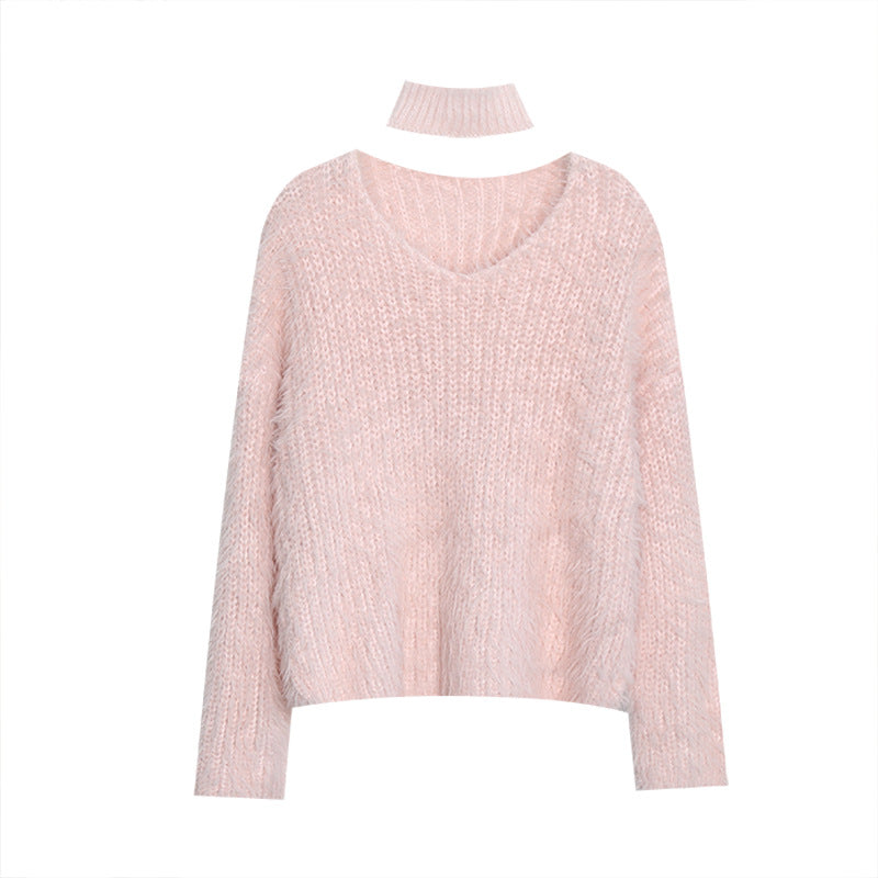 Damen Kuscheliger V-Ausschnitt Pullover Set Shop Nory