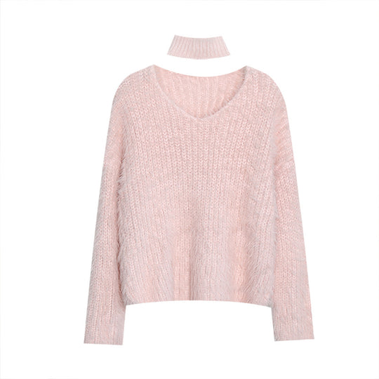 Damen Kuscheliger V-Ausschnitt Pullover Set Shop Nory