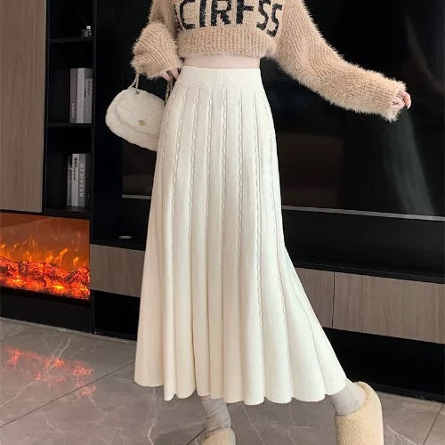 Damen Eleganter Plisseerock mit gehäkeltem Muster Shop Nory