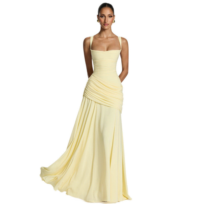 Damen Maxikleid mit dekorativen Rüschendetails und eleganter Taillierung