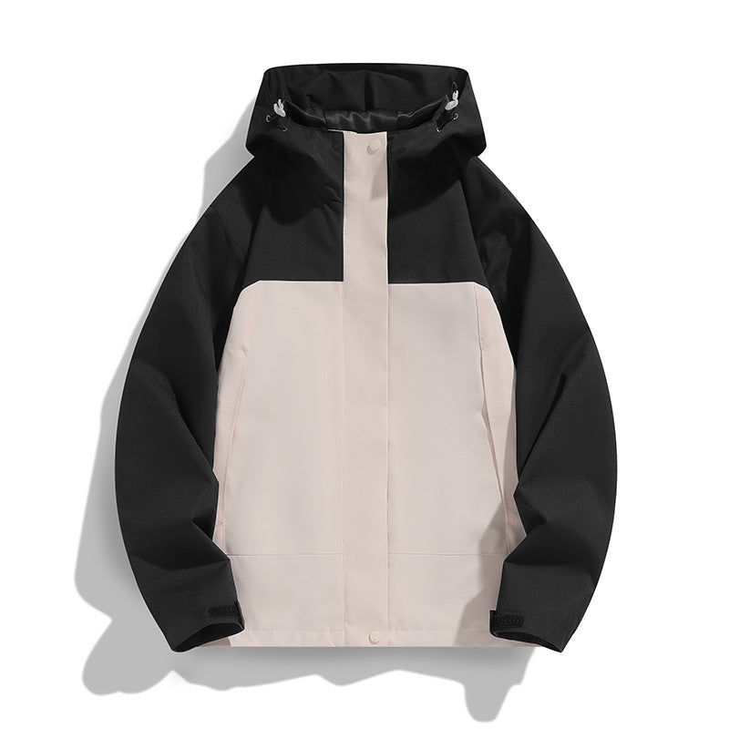 Herren Zweifarbige Softshell-Fieldjacke mit Kapuze, winddichtem Obermaterial und minimalistischen Eingriffstaschen Shop Nory