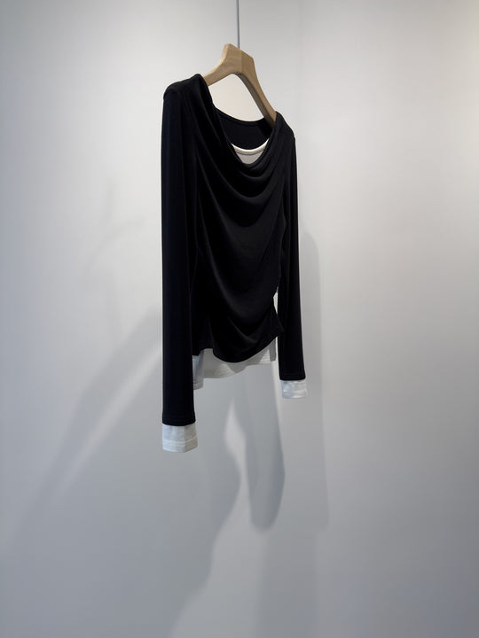 Damen Drapierter Vordere Langarmtop Shop Nory
