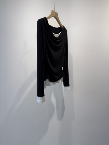 Damen Drapierter Vordere Langarmtop Shop Nory