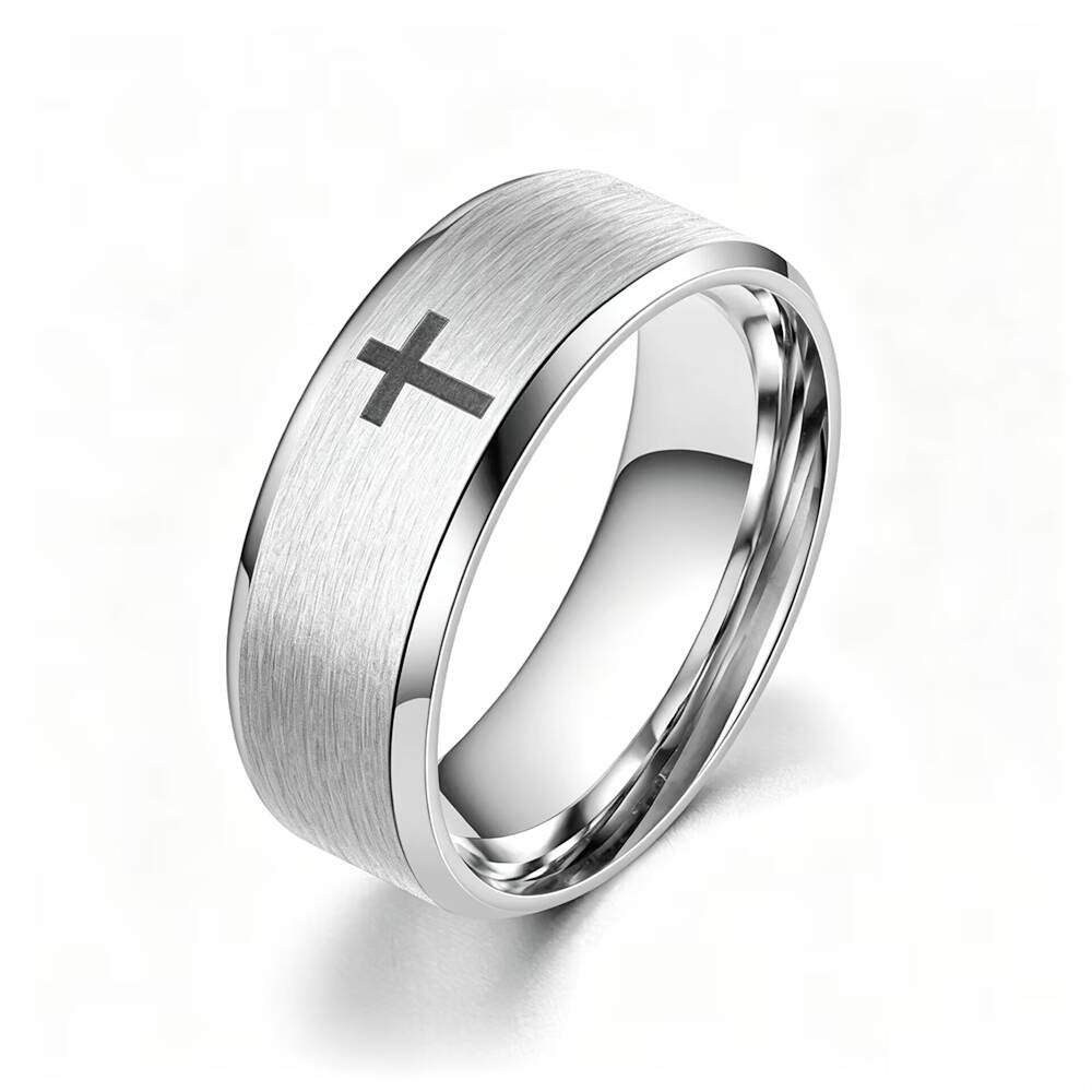 Herren Ring mit mattierter Oberfläche und kunstvollem Kreuzmotiv Shop Nory