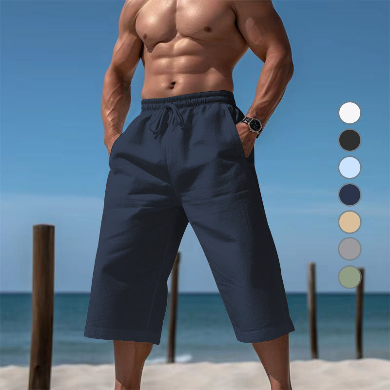 Herren nan lässige knielange Bermuda-Shorts mit elastischem Bund und Tunnelzug