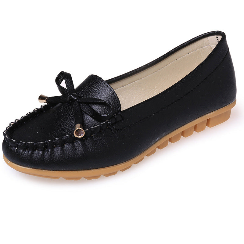 Damen Lederoptik Mokassin-Slipper mit Dekorschleife und profiliertem Gummisohlen-Design Shop Nory