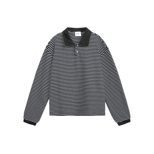 Unisex Relaxed-Rugby-Poloshirt mit Cordkragen und feinem Ringelstrick Shop Nory
