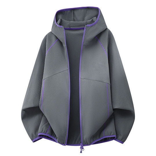 Damen Kapuzenjacke aus atmungsaktivem Waffelstrick mit oversized Schnitt und Reißverschluss Shop Nory