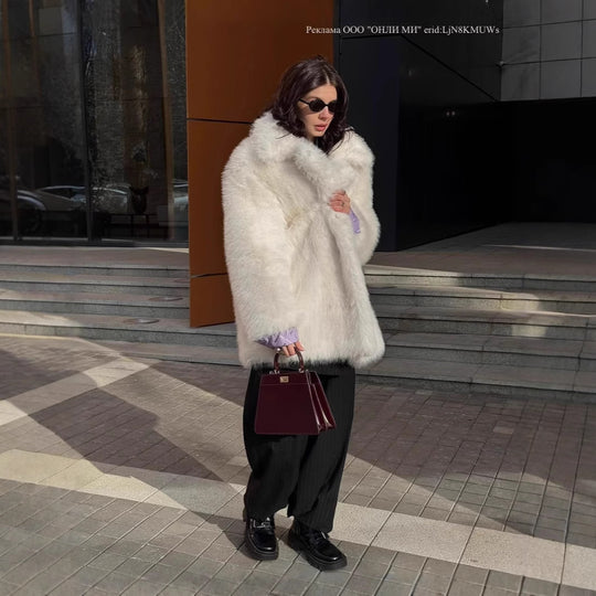 Damen Langfloriger Oversize Kunstpelz‑Mantel mit Boxy‑Silhouette und offenem Schnitt Shop Nory