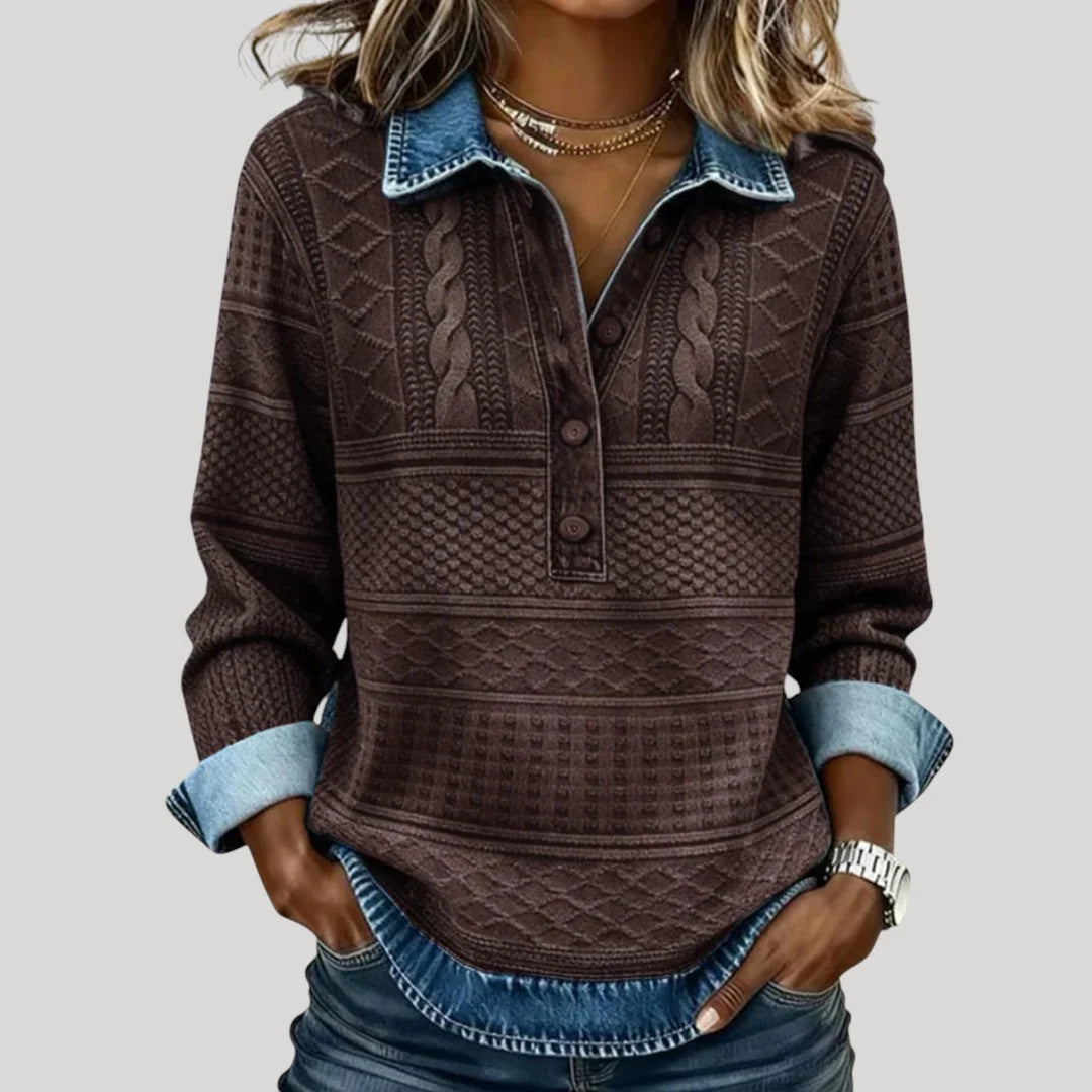 Damen Modischer Pullover mit Knopfverschluss