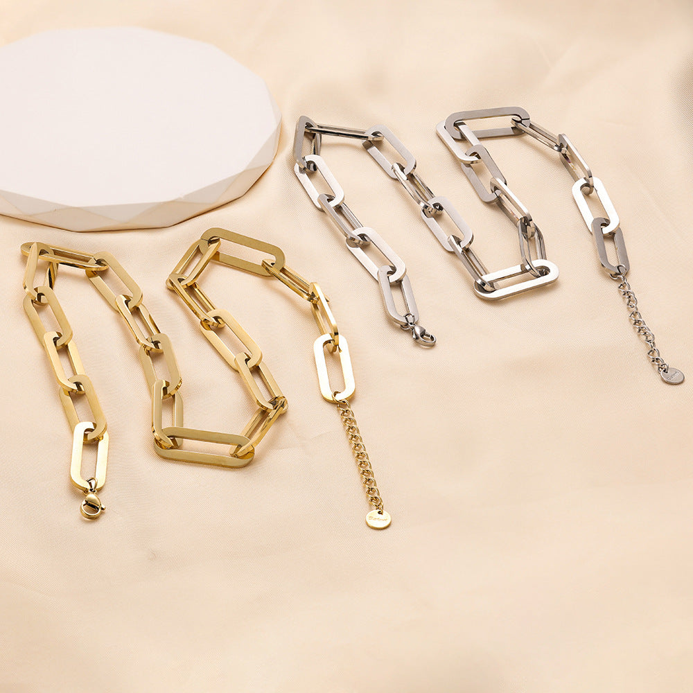 Damen Halskette aus hochwertigem Edelstahl mit modernem Glieder-Design Shop Nory