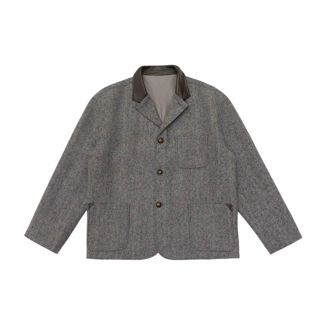 Herren Glencheck-Blousonjacke mit Lederkragen und großen Pattentaschen Shop Nory