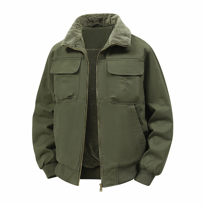 Herren Thermo‑Bomberjacke mit durchgehendem Reißverschluss, Sherpa‑Kragen und Utility‑Taschen Shop Nory