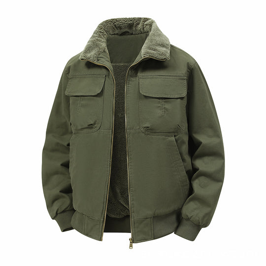 Herren Thermo‑Bomberjacke mit durchgehendem Reißverschluss, Sherpa‑Kragen und Utility‑Taschen Shop Nory