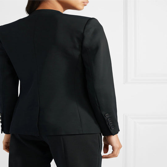 Damen Zweiteiliges Tailoring-Set aus Stretchkrepp mit offenem Longblazer und verkürzter Zigarettenhose Shop Nory