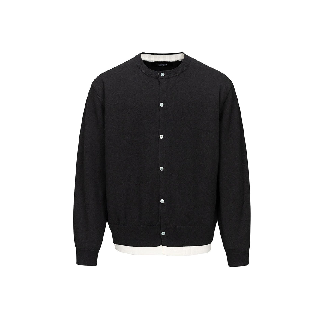 Herren Feinstrick-Cardigan mit Rundhals, durchgehender Knopfleiste und geripptem Saum Shop Nory