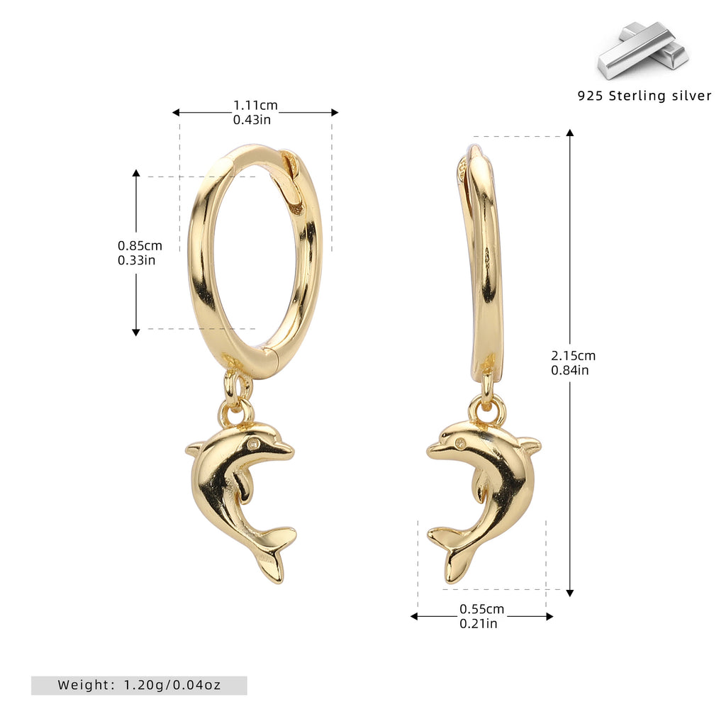 Damen Ohrhänger mit niedlichem Delfin-Anhänger aus hochwertigem 925 Sterling Silber Shop Nory