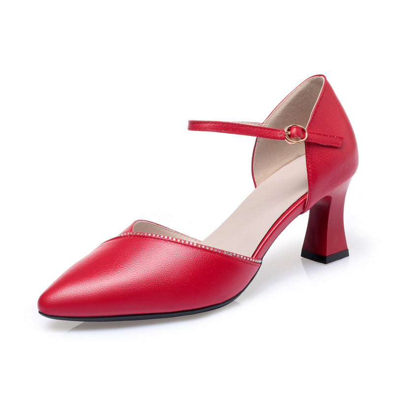Damen schicke Pumps mit elegantem Riemen und komfortablem Blockabsatz