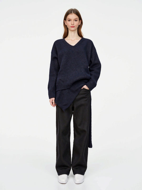 Damen Oversize Strickpullover mit integriertem Schal und weitem Schulterkragen Shop Nory