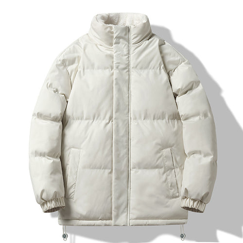 Herren weit geschnittene wattierte Steppjacke mit hochschließendem Kragen und Sherpa-Innenkragen Shop Nory