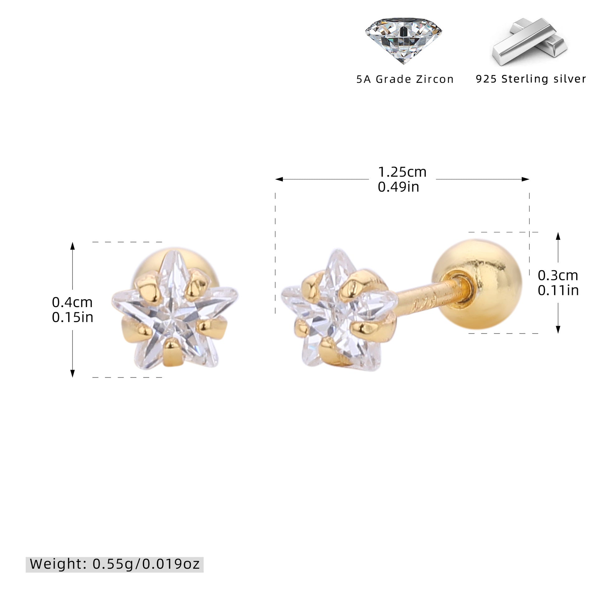 Damen Ohrstecker mit funkelndem Zirkon und hochwertiger 925er Sterling Silberfassung Shop Nory