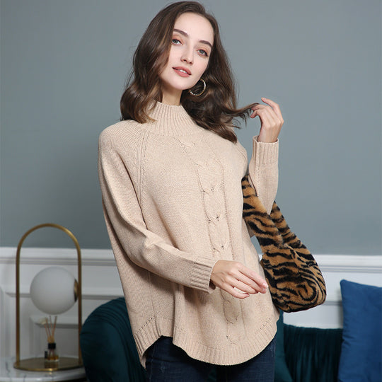 Damen Rollkragenpullover mit Zopfmuster und Raglanärmeln Shop Nory