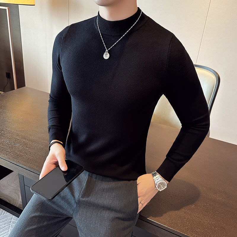 Herren modischer Pullover mit hohem Kragen und eleganter Passform