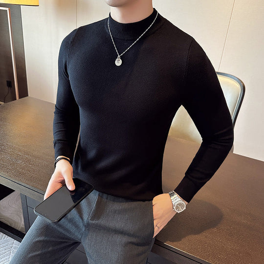 Herren modischer Pullover mit hohem Kragen und eleganter Passform